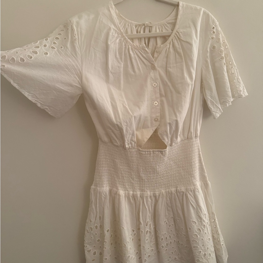 Elegant White Eyelet Dress